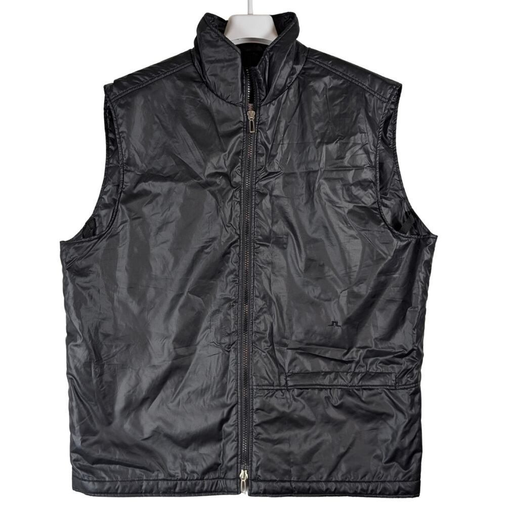 J Lindeberg Vintage Retro Quilted Puffer Vest Black Full Zip Men’s Size XL USED